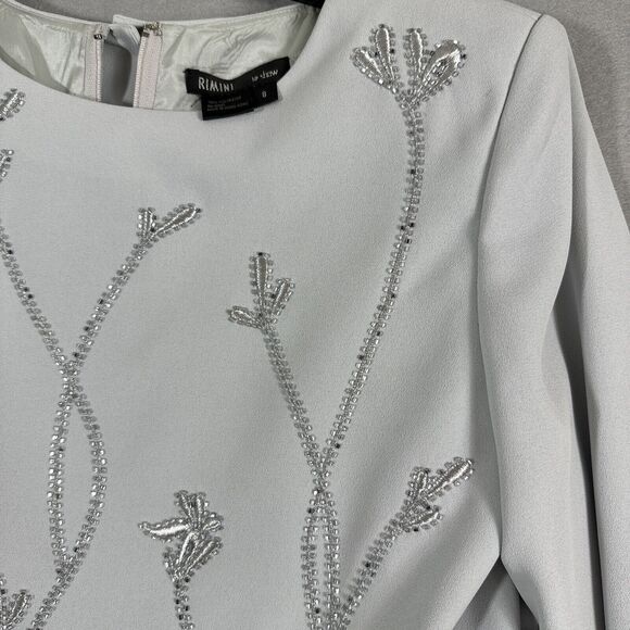 Rimini by Shaw Embellished Jacket & Sleeveless Long Dress Set Size 8 Gray - Picture 5 of 11